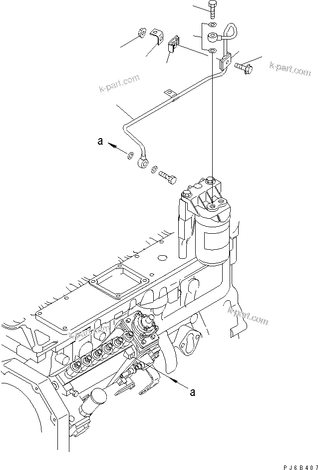 Komatsu parts book diagram for SAA6D102E-2FF-8 S/N 26274903-UP: FUEL FILTER PIPING(#26282900-)
