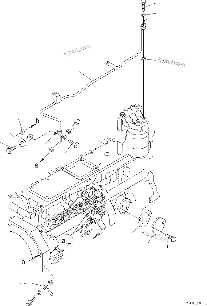 Komatsu parts book diagram for SAA6D102E-2FF-8 S/N 26274903-UP: CYLINDER BLOCK BLIND COVER AND PIPING(#26282900-)