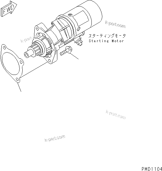 Komatsu parts book diagram for SAA6D102E-2FF-8 S/N 26274903-UP: STARTING MOTOR MOUNTING (4.5KW)
