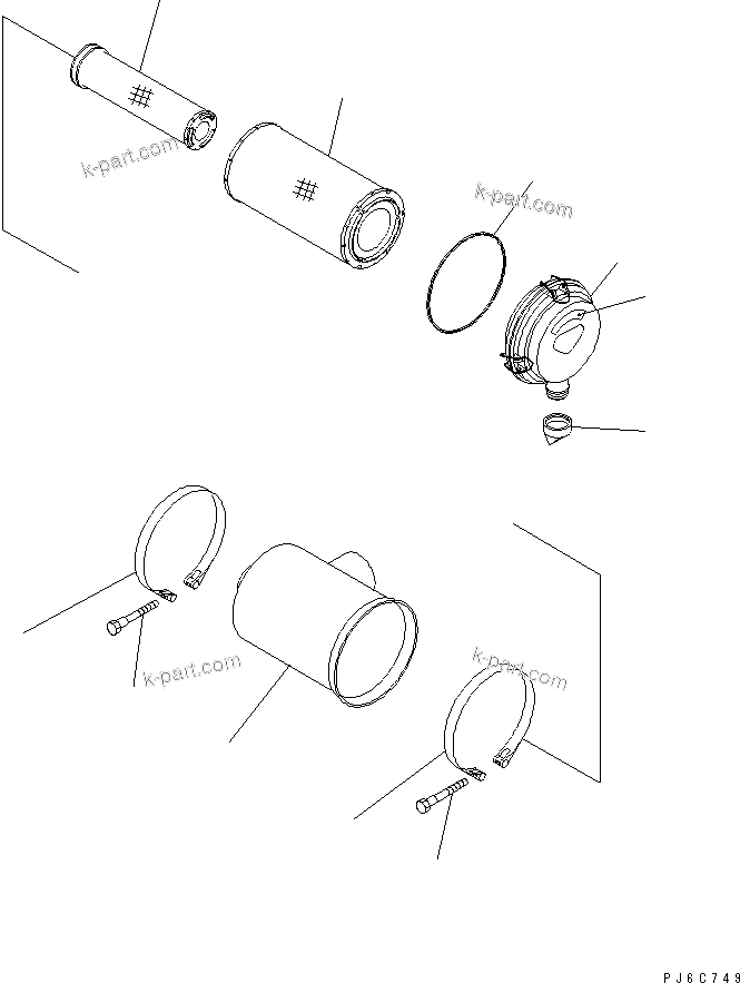 Komatsu parts book diagram for SAA6D102E-2FF-8 S/N 26274903-UP: AIR CLEANER (ORDERING TRANSFERED PARTS)(#26282900-)