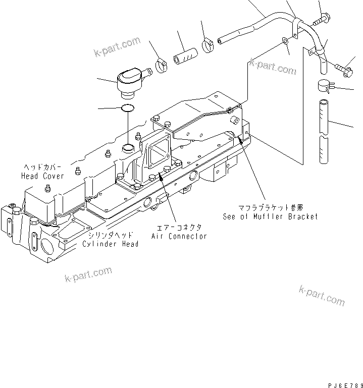 Komatsu parts book diagram for SAA6D114E-2CC-8M S/N 26800003-UP: BREATHER AND HOSE(#26800425-)