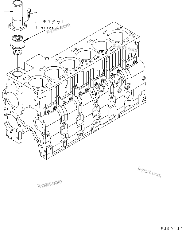 Komatsu parts book diagram for SAA6D114E-2CC-8M S/N 26800003-UP: WATER OUTLET CONNECTION(#26800425-)