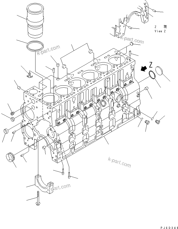 Komatsu parts book diagram for SAA6D114E-2CC-8M S/N 26800003-UP: CYLINDER BLOCK