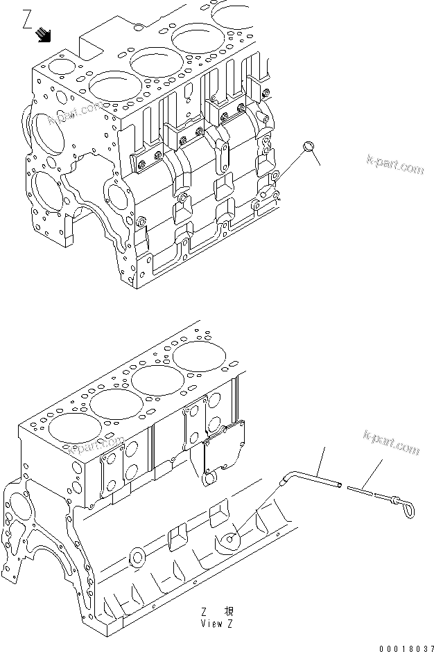 Komatsu parts book diagram for SAA6D114E-2CC-8M S/N 26800003-UP: OIL LEVEL GAUGE(#26801989-)