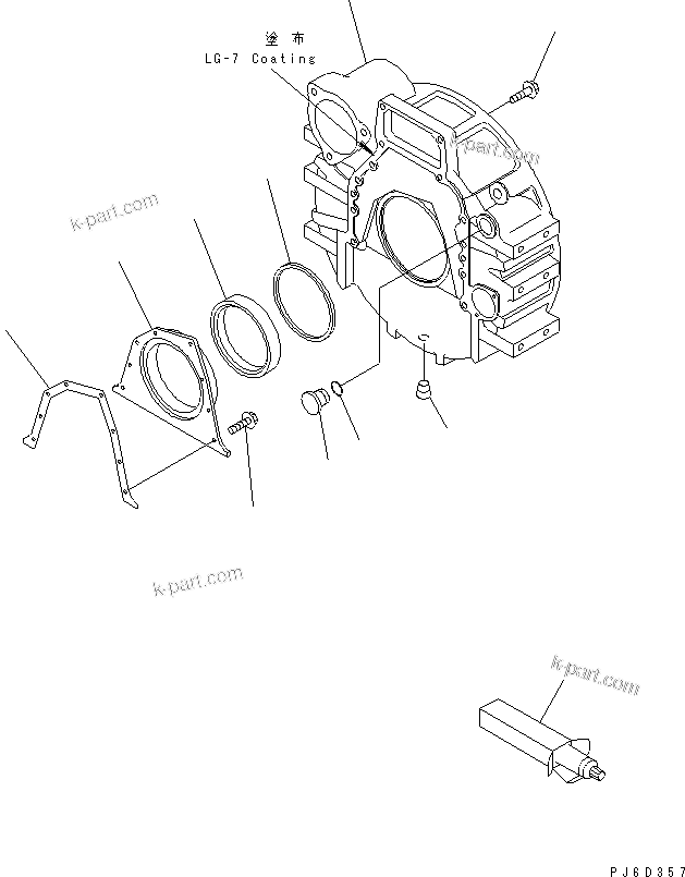 Komatsu parts book diagram for SAA6D114E-2CC-8M S/N 26800003-UP: FLYWHEEL HOUSING