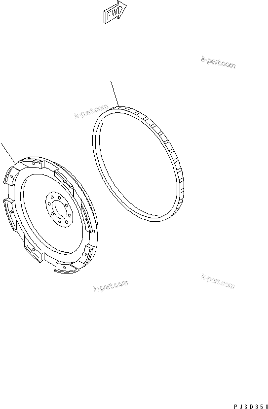 Komatsu parts book diagram for SAA6D114E-2CC-8M S/N 26800003-UP: FLYWHEEL