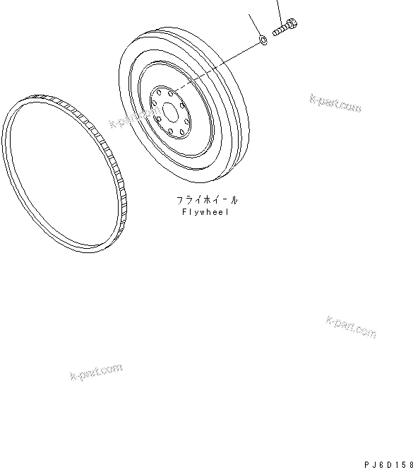 Komatsu parts book diagram for SAA6D114E-2CC-8M S/N 26800003-UP: FLYWHEEL MOUNTING PARTS