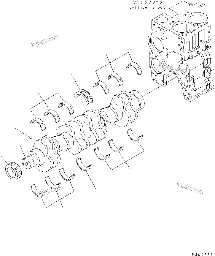 Komatsu parts book diagram for SAA6D114E-2CC-8M S/N 26800003-UP: CRANKSHAFT