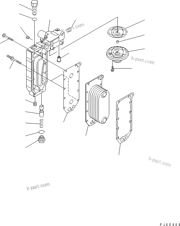 Komatsu parts book diagram for SAA6D114E-2CC-8M S/N 26800003-UP: OIL COOLER(#26800425-)