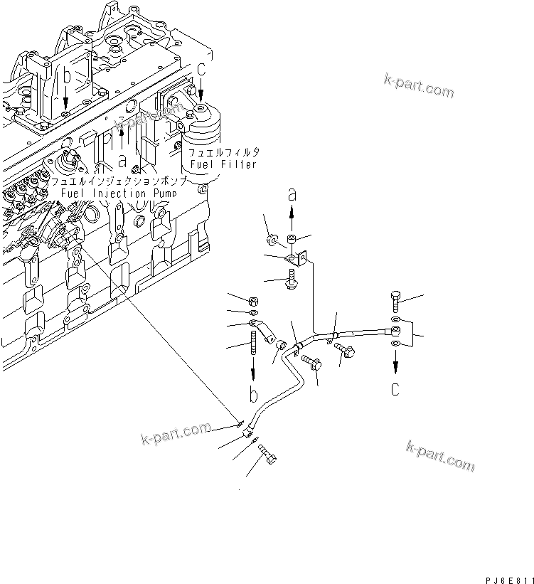 Komatsu parts book diagram for SAA6D114E-2CC-8M S/N 26800003-UP: FUEL FILTER PIPING(#26800718-)