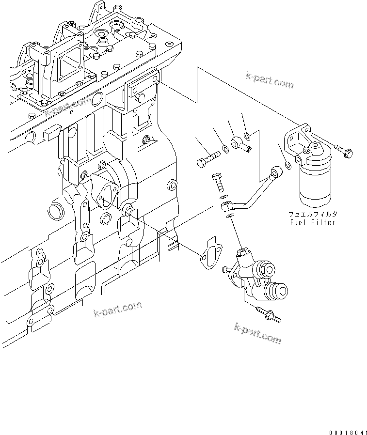 Komatsu parts book diagram for SAA6D114E-2CC-8M S/N 26800003-UP: FUEL FILTER PIPING(#26801989-)
