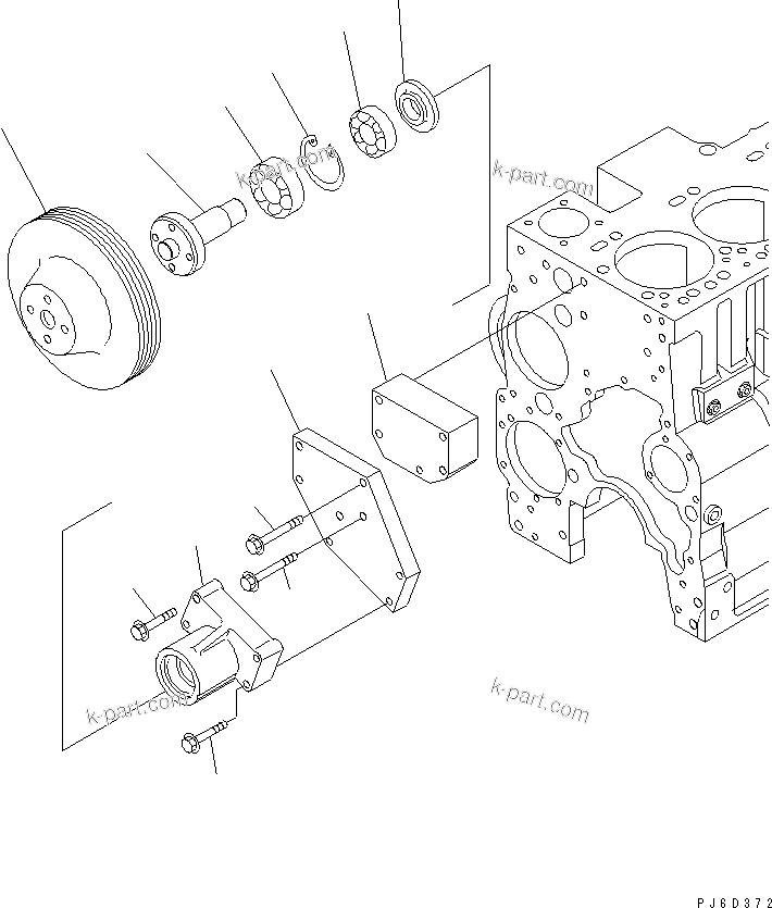 Komatsu parts book diagram for SAA6D114E-2CC-8M S/N 26800003-UP: FAN DRIVE PULLEY