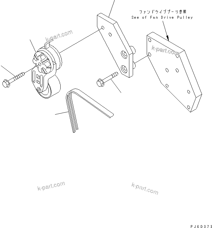 Komatsu parts book diagram for SAA6D114E-2CC-8M S/N 26800003-UP: FAN DRIVE TENSIONER