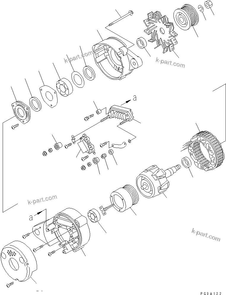 Komatsu parts book diagram for SAA6D114E-2CC-8M S/N 26800003-UP: ALTERNATOR (35A) (INNER PARTS)