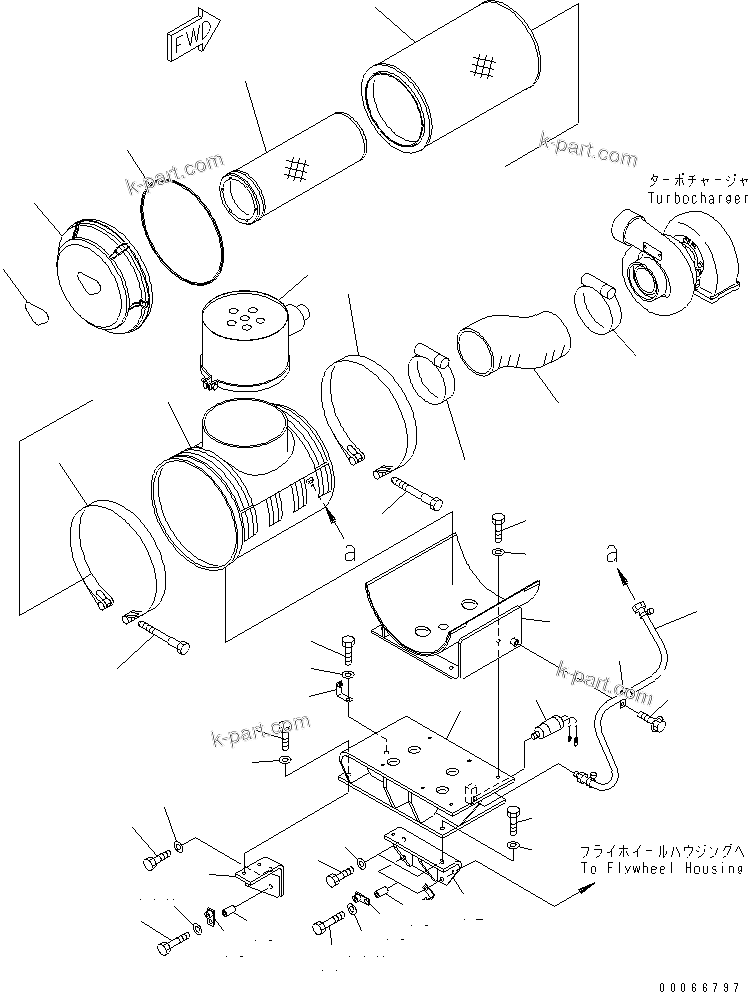 Komatsu parts book diagram for SAA6D170E-3BC-8C S/N 310001-UP: AIR CLEANER MOUNTING(#310535-)