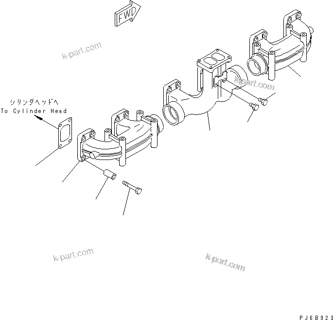 Komatsu parts book diagram for SAA6D170E-3BC-8C S/N 310001-UP: EXHAUST MANIFOLD(#310005-)
