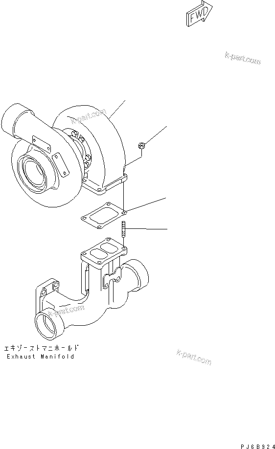 Komatsu parts book diagram for SAA6D170E-3BC-8C S/N 310001-UP: TURBOCHARGER MOUNTING(#310005-)