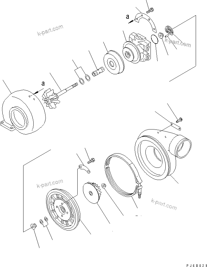Komatsu parts book diagram for SAA6D170E-3BC-8C S/N 310001-UP: TURBOCHARGER (KTR110L-997AS) (INNER PARTS)(#312026-)