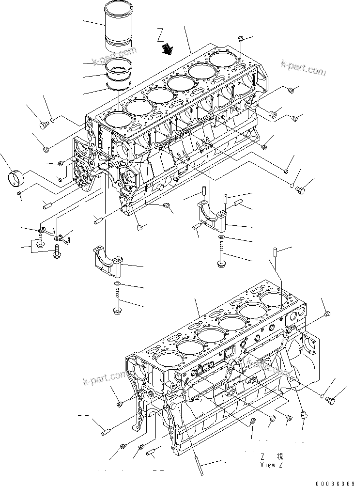 Komatsu parts book diagram for SAA6D170E-3BC-8C S/N 310001-UP: CYLINDER BLOCK
