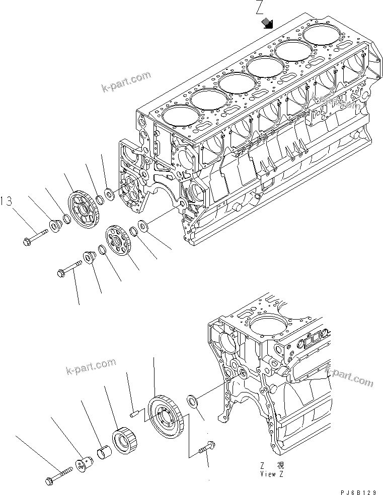 Komatsu parts book diagram for SAA6D170E-3BC-8C S/N 310001-UP: IDLER GEAR