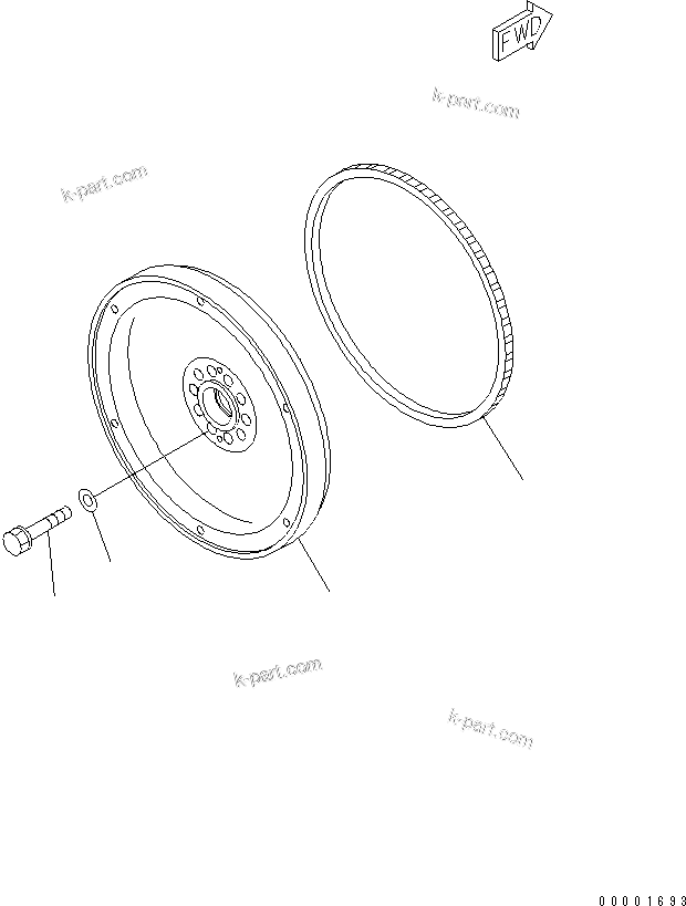 Komatsu parts book diagram for SAA6D170E-3BC-8C S/N 310001-UP: FLYWHEEL(#310535-)