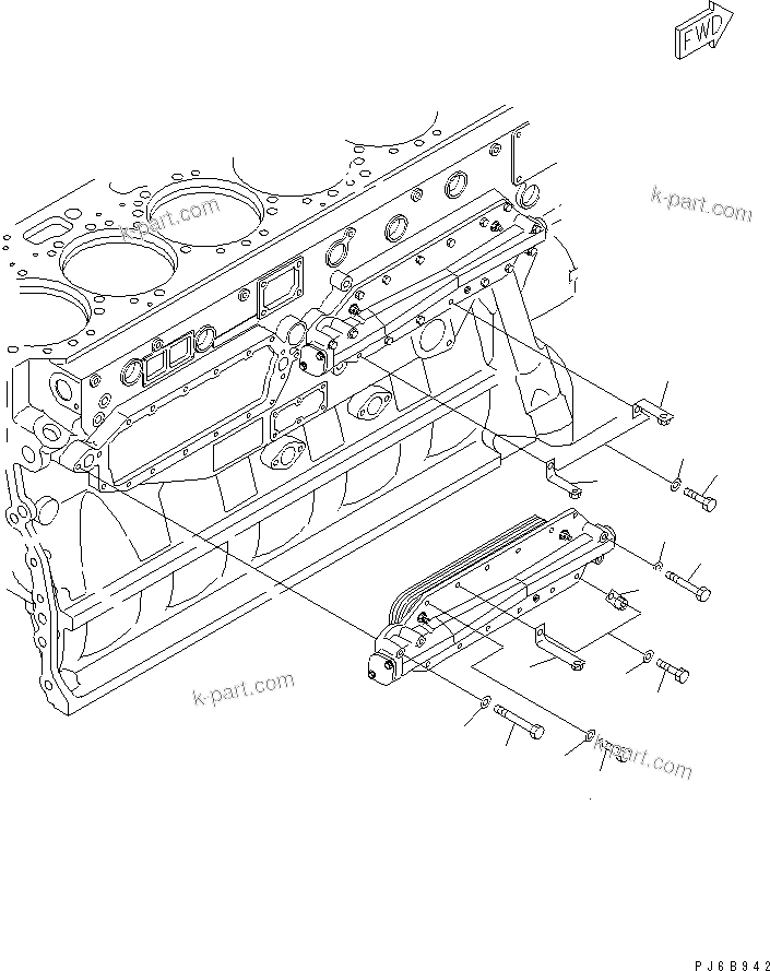 Komatsu parts book diagram for SAA6D170E-3BC-8C S/N 310001-UP: OIL COOLER MOUNTING(#310005-)