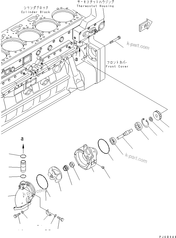 Komatsu parts book diagram for SAA6D170E-3BC-8C S/N 310001-UP: WATER PUMP(#310005-)