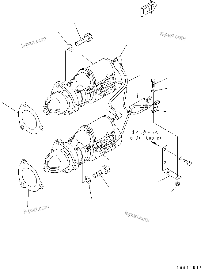 Komatsu parts book diagram for SAA6D170E-3BC-8C S/N 310001-UP: STARTING MOTOR MOUNTING (7.5KW)(#310005-)