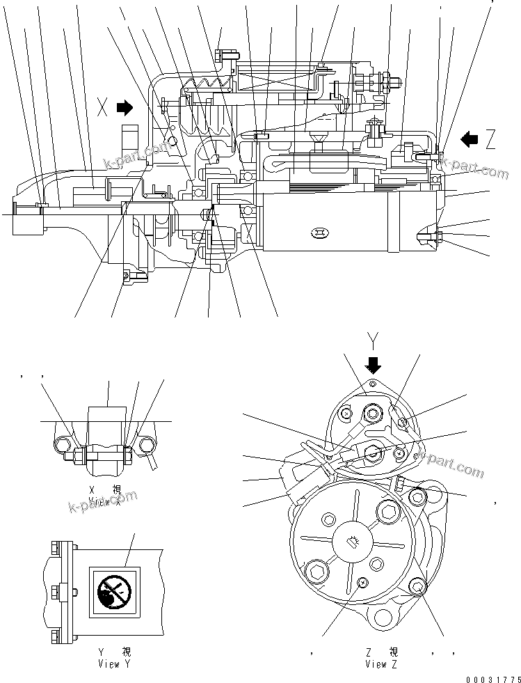 Komatsu parts book diagram for SAA6D170E-3BC-8C S/N 310001-UP: STARTING MOTOR (7.5KW) (INNER PARTS)(#310525-)