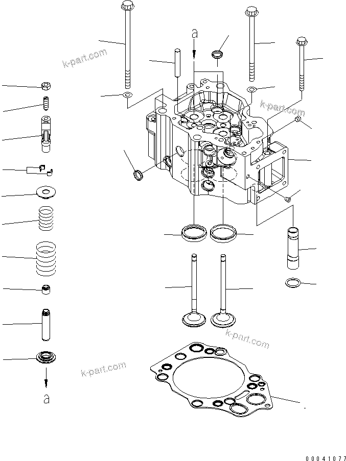 Komatsu parts book diagram for SAA6D140E-5F-03 S/N 530001-UP: CYLINDER HEAD(#530001-531971)