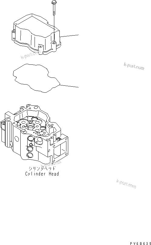 Komatsu parts book diagram for SAA6D140E-5F-03 S/N 530001-UP: CYLINDER HEAD COVER(#534804-)