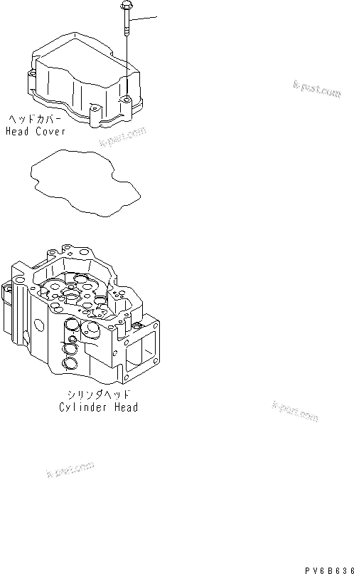 Komatsu parts book diagram for SAA6D140E-5F-03 S/N 530001-UP: HEAD COVER MOUNTING BOLT
