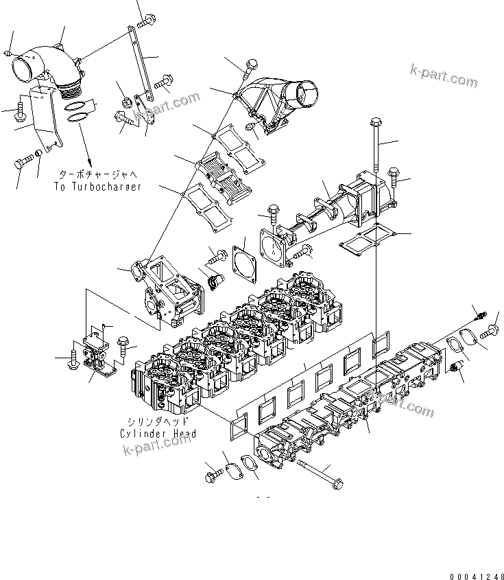 Komatsu parts book diagram for SAA6D140E-5F-03 S/N 530001-UP: AIR INTAKE MANIFOLD AND CONNECTION(#530043-)