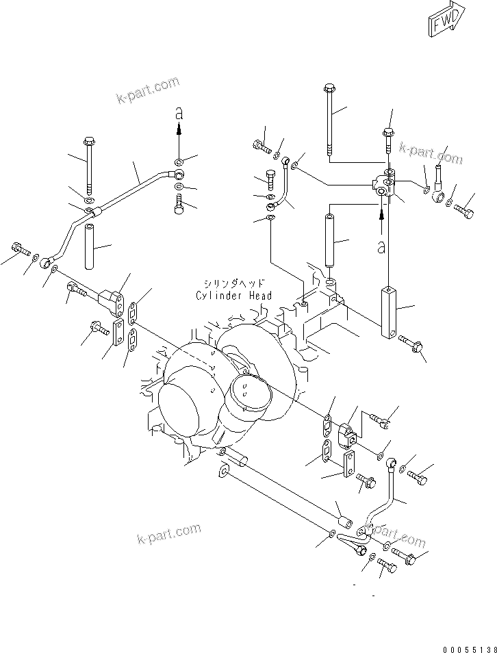 Komatsu parts book diagram for SAA6D140E-5F-03 S/N 530001-UP: TURBOCHARGER WATER PIPING(#530043-)