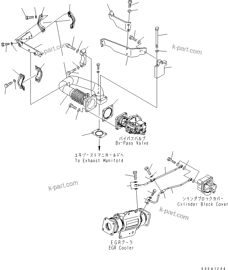 Komatsu parts book diagram for SAA6D140E-5F-03 S/N 530001-UP: EXHAUST GAS RECIRCULATION VALVE (3/7) (AIR VENT AND BYPASS VALVE PIPING)(#530043-530701)