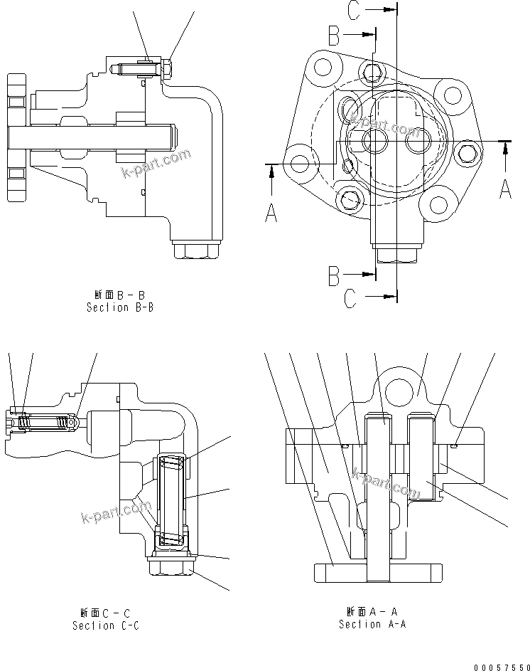 Komatsu parts book diagram for SAA6D140E-5F-03 S/N 530001-UP: EXHAUST GAS RECIRCULATION OIL PUMP (INNER PARTS)(#530043-530701)