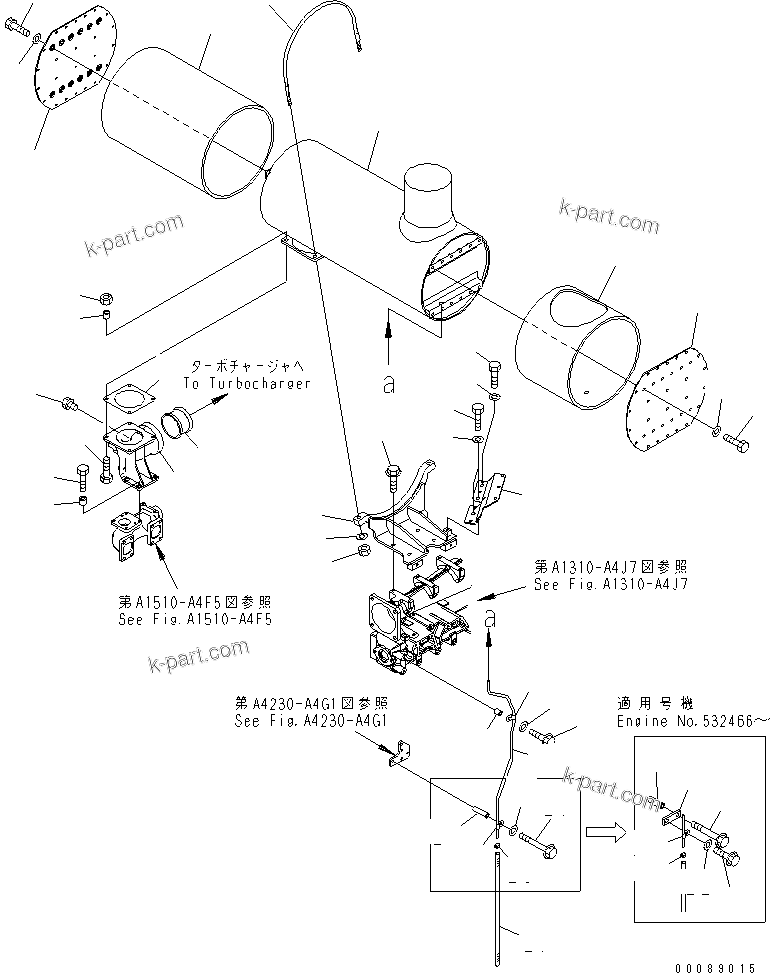 Komatsu parts book diagram for SAA6D140E-5F-03 S/N 530001-UP: MUFFLER(#530043-535715)