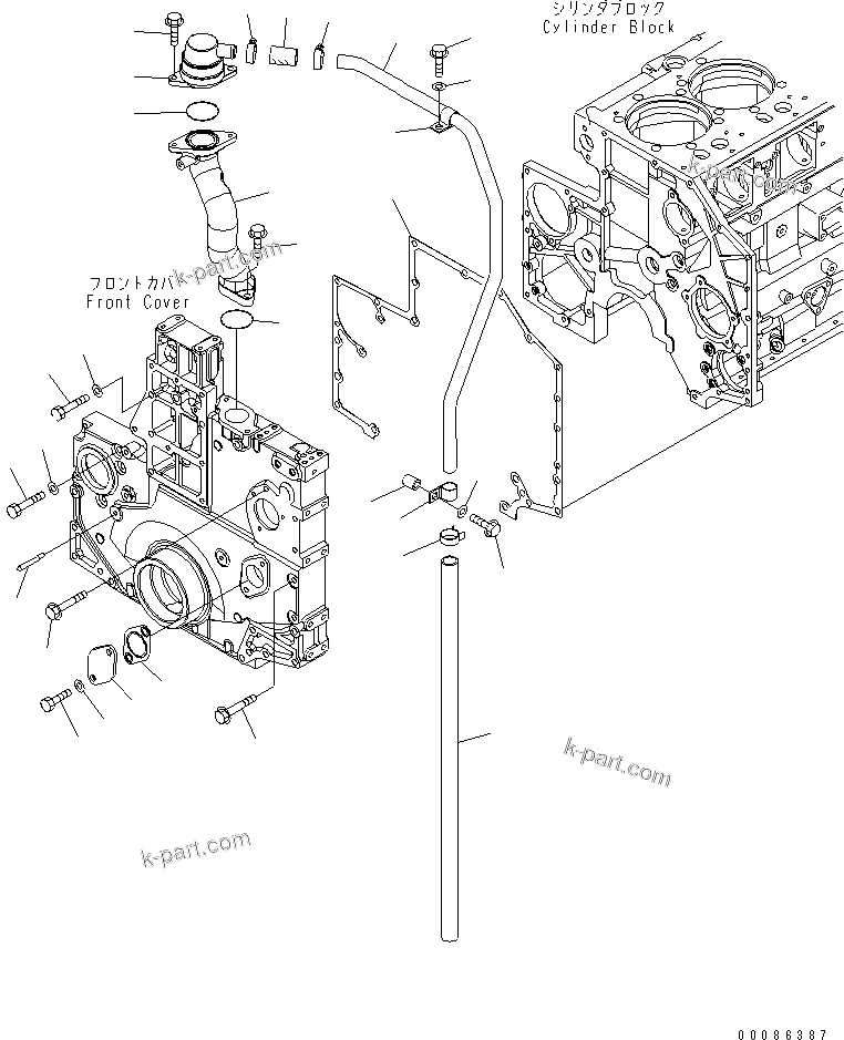 Komatsu parts book diagram for SAA6D140E-5F-03 S/N 530001-UP: FRONT COVER ACCESSORY AND BREATHER(#530043-)