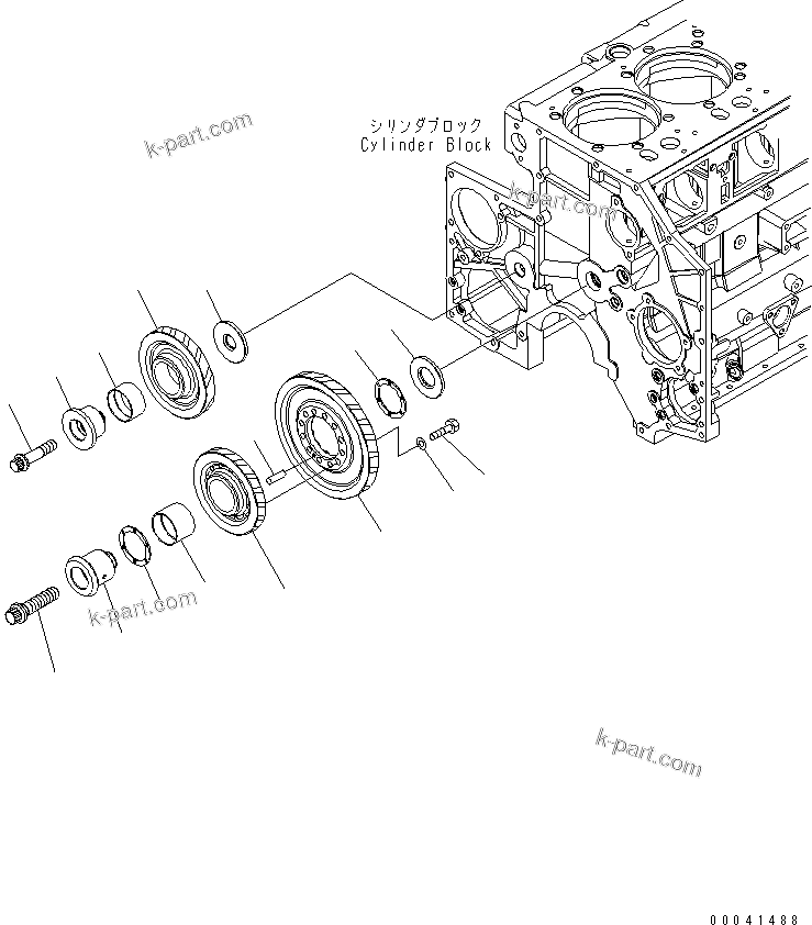 Komatsu parts book diagram for SAA6D140E-5F-03 S/N 530001-UP: IDLER GEAR