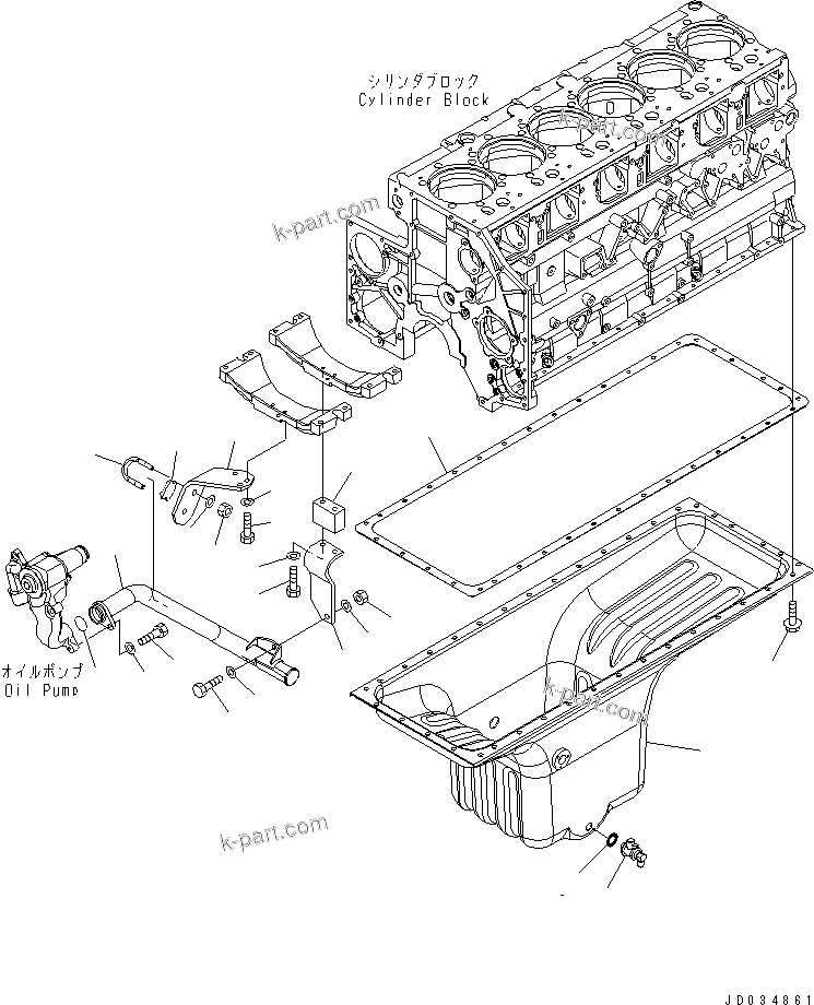 Komatsu parts book diagram for SAA6D140E-5F-03 S/N 530001-UP: OIL PAN AND SUCTION TUBE(#535716-)