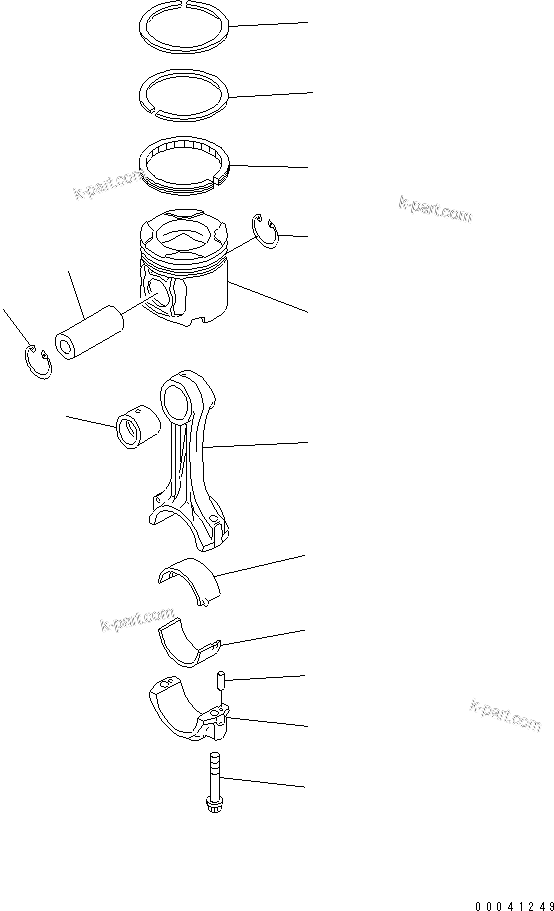 Komatsu parts book diagram for SAA6D140E-5F-03 S/N 530001-UP: PISTON AND CONNECTING ROD