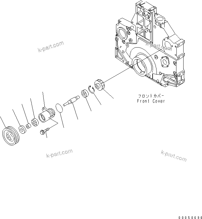 Komatsu parts book diagram for SAA6D140E-5F-03 S/N 530001-UP: FRONT POWER TAKE OFF(#530054-)