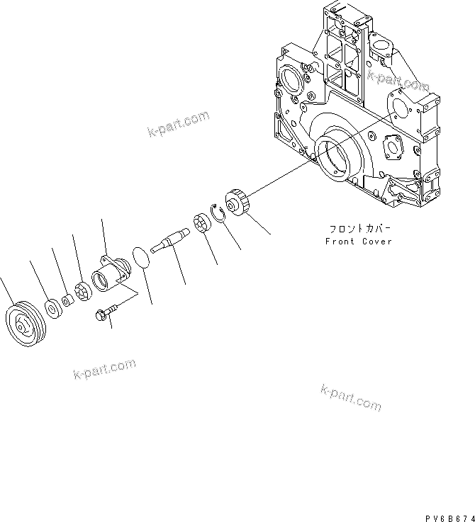 Komatsu parts book diagram for SAA6D140E-5F-03 S/N 530001-UP: FRONT POWER TAKE OFF(#530001-530053)