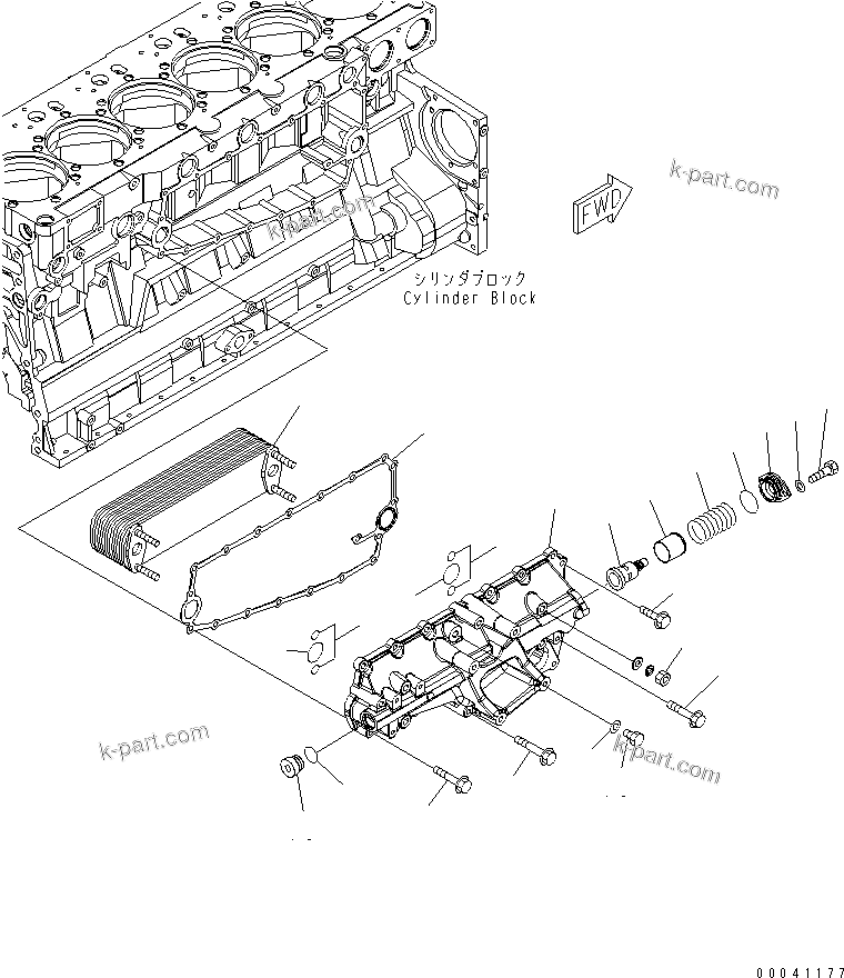 Komatsu parts book diagram for SAA6D140E-5F-03 S/N 530001-UP: OIL COOLER