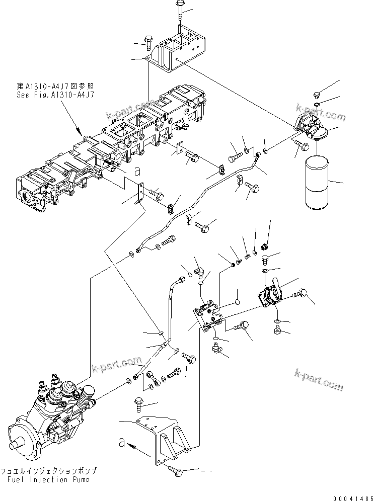 Komatsu parts book diagram for SAA6D140E-5F-03 S/N 530001-UP: FUEL FILTER (THREAD 1-5/8)(#530043-535715)
