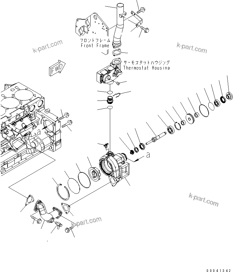 Komatsu parts book diagram for SAA6D140E-5F-03 S/N 530001-UP: WATER PUMP(#530043-535715)
