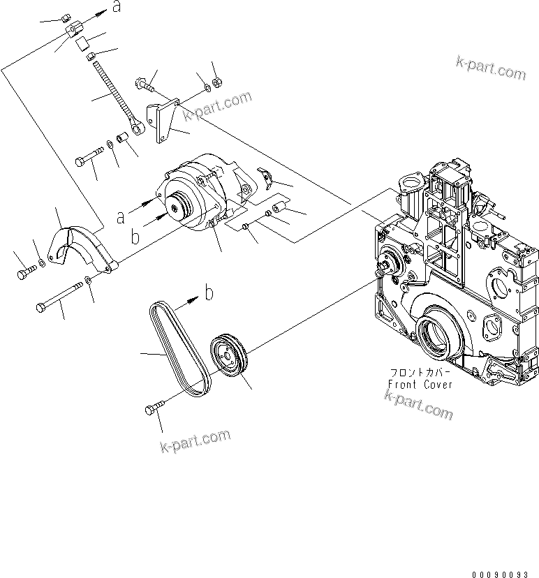 Komatsu parts book diagram for SAA6D140E-5F-03 S/N 530001-UP: ALTERNATOR MOUNTING (FOR 90A ALTERNATOR) (SANDY AND DUSTY SPEC.) (FOR EU SAFETY REGULATION)(#535400-)