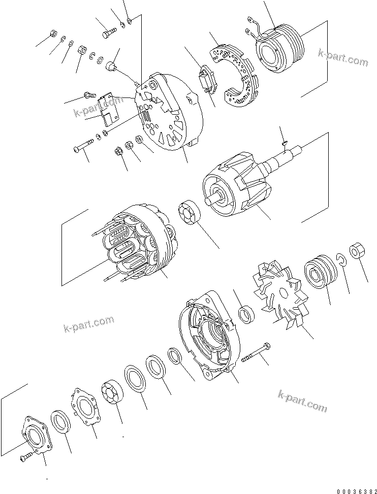 Komatsu parts book diagram for SAA6D140E-5F-03 S/N 530001-UP: ALTERNATOR (FOR 90A ALTERNATOR)(SANDY AND DUSTY SPEC.)(FOR EU SAFETY REGULATION) (INNER PARTS)(#535716-)