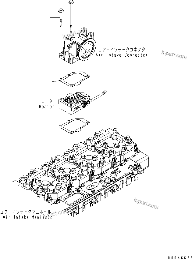 Komatsu parts book diagram for SAA6D114E-3B-WT S/N 26850001-UP: AIR INTAKE CONNECTOR MOUNTING