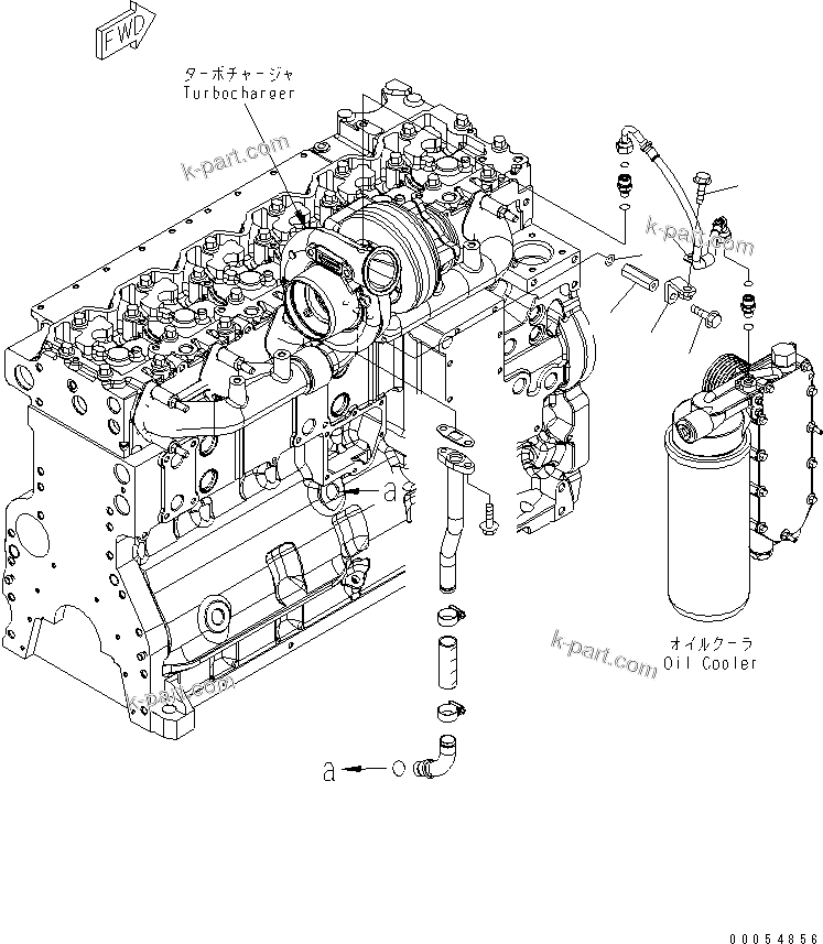 Komatsu parts book diagram for SAA6D114E-3B-WT S/N 26850001-UP: TURBOCHARGER OIL PIPING RELATED PARTS(#26850005-)